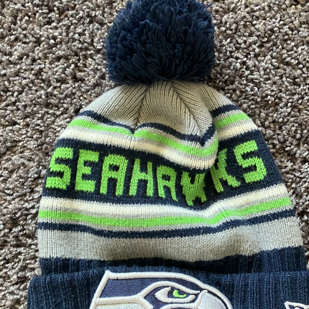 New Era Blue and Green Seahawks Knit Hat